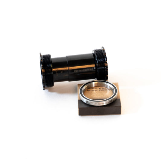 Bicycle bottom bracket and bearing on a white background